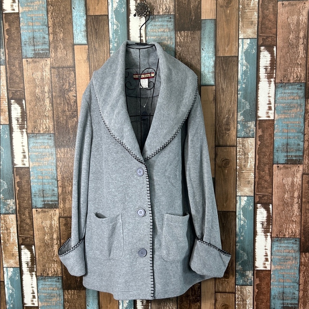 Tudor Court Gray Button-Up Coat with Pockets